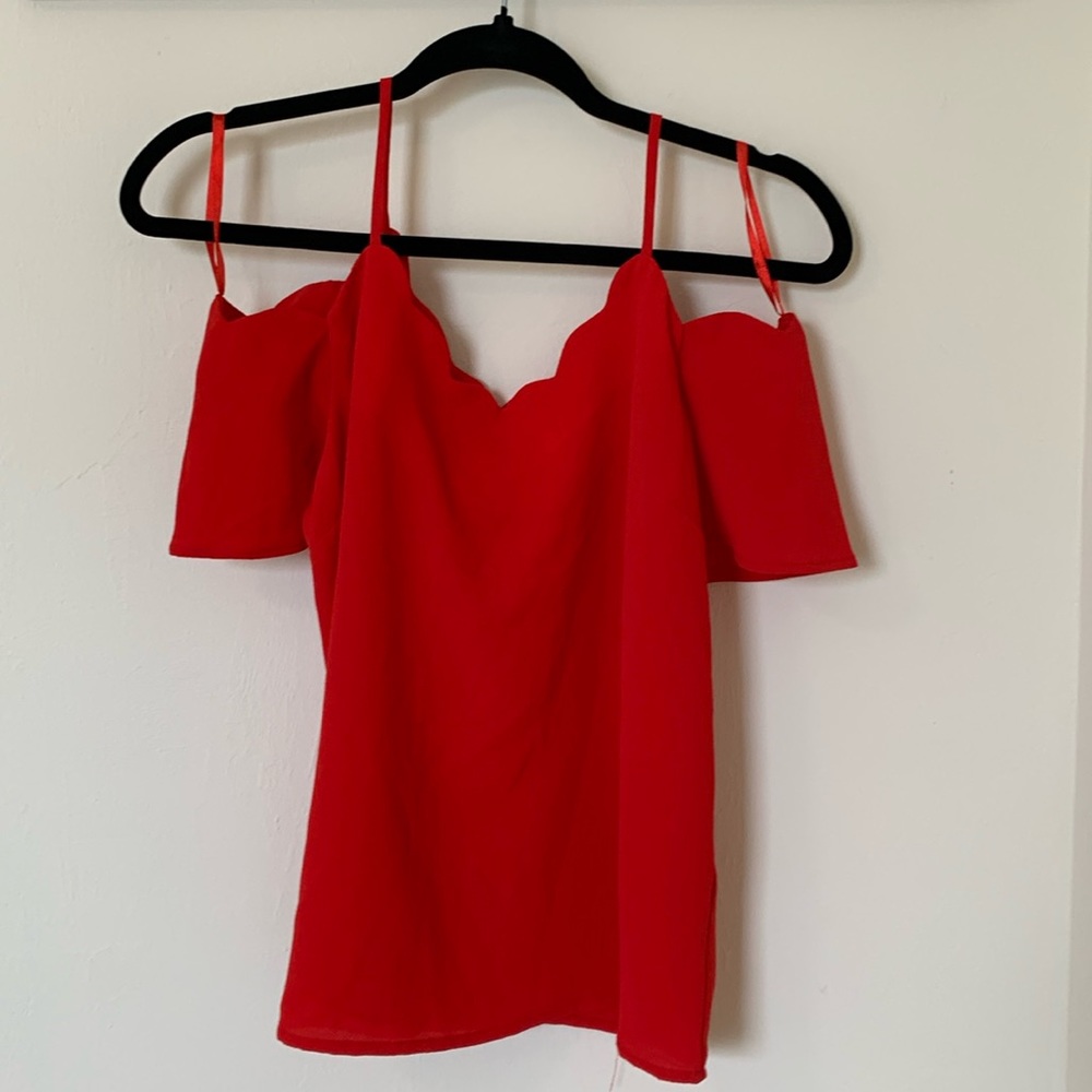 Off the Shoulder Red Blouse-Size Medium